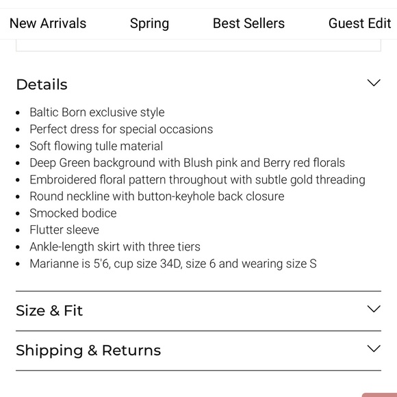 Women’s Brand New Baltic Born Dress in Size 2XL - Worn once with No Flaws! 💐✨ - Picture 16 of 16